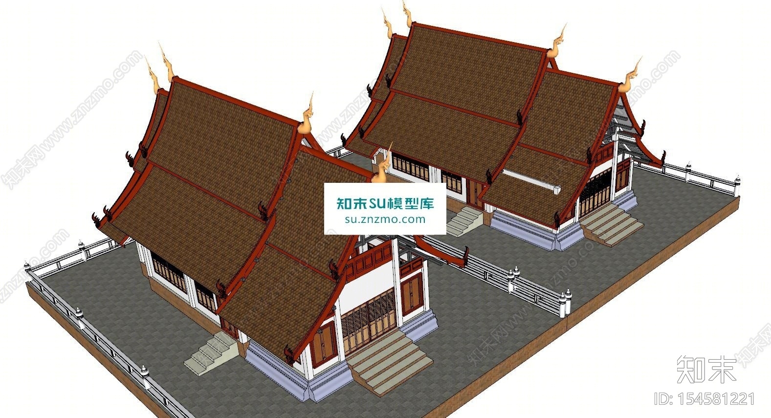 日式古建筑SU模型下载【ID:154581221】