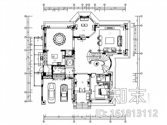 [广东]中山某精品花园别墅奢华欧式室内装修图（含效果）cad施工图下载【ID:161813112】