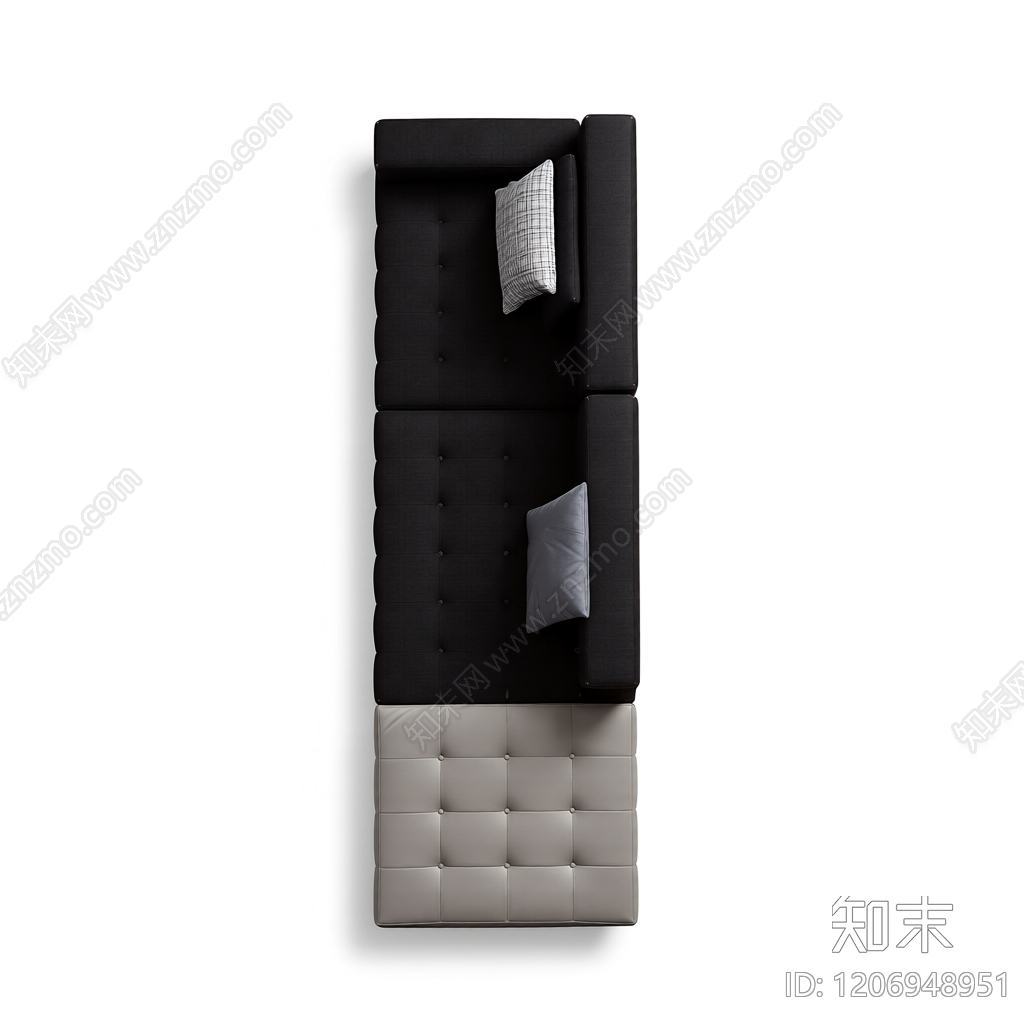 黑白拼色模块沙发3D模型下载【ID:1206948951】