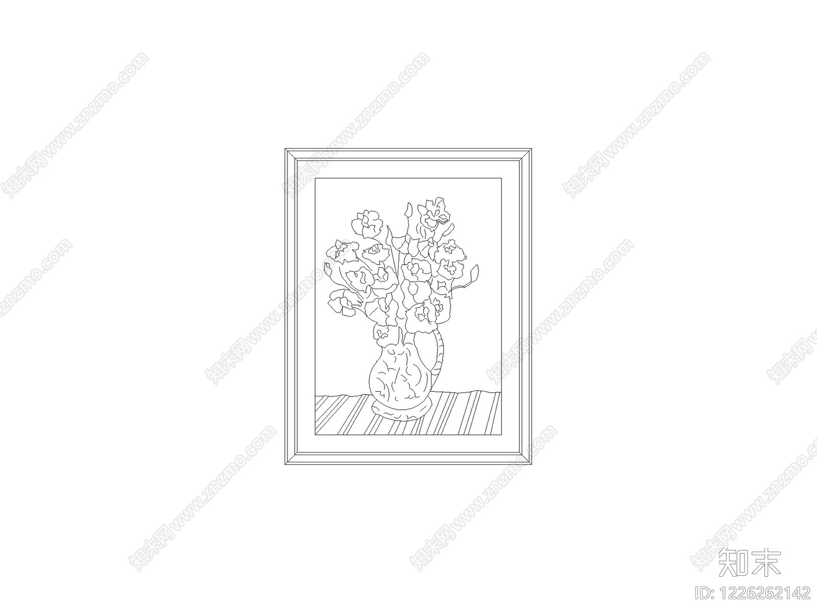陈设类立面挂画cad施工图下载【ID:1226262142】