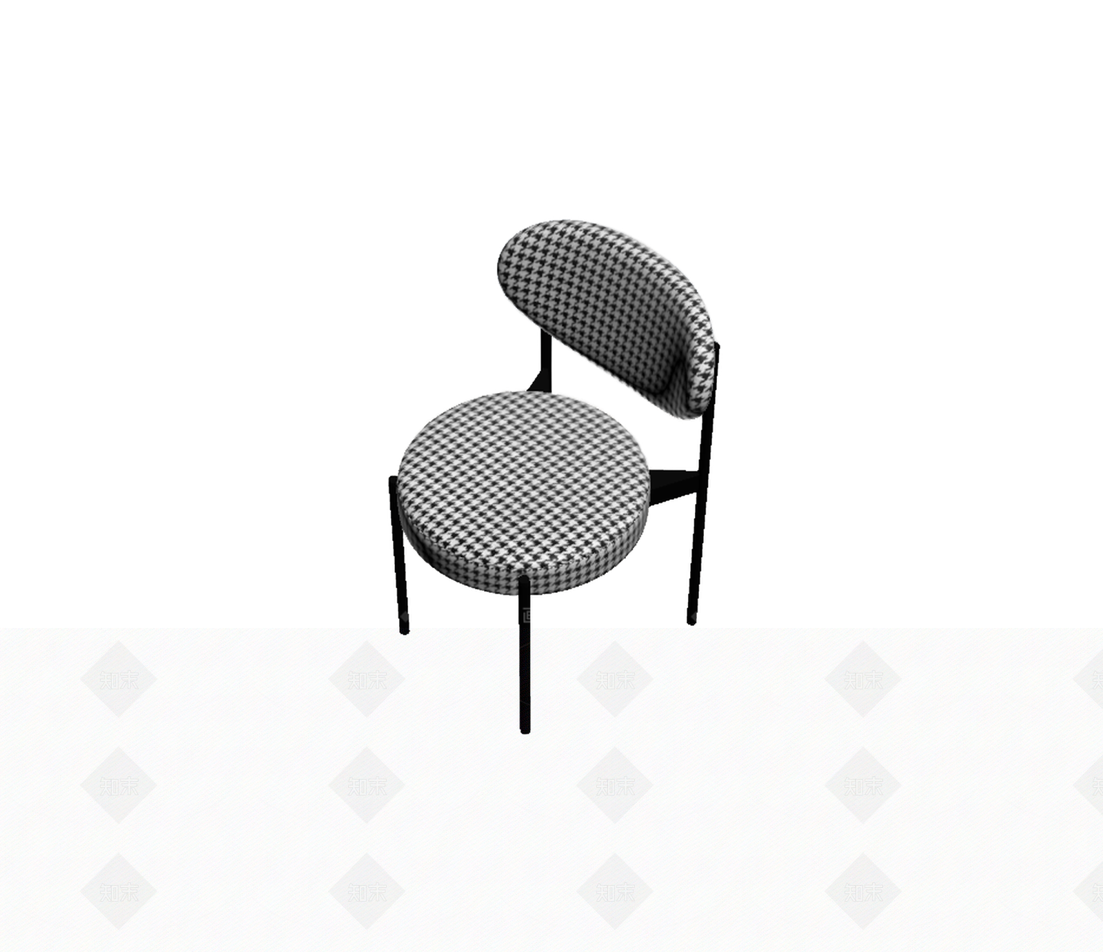 黑白格纹靠背椅3D模型下载【ID:1206182975】