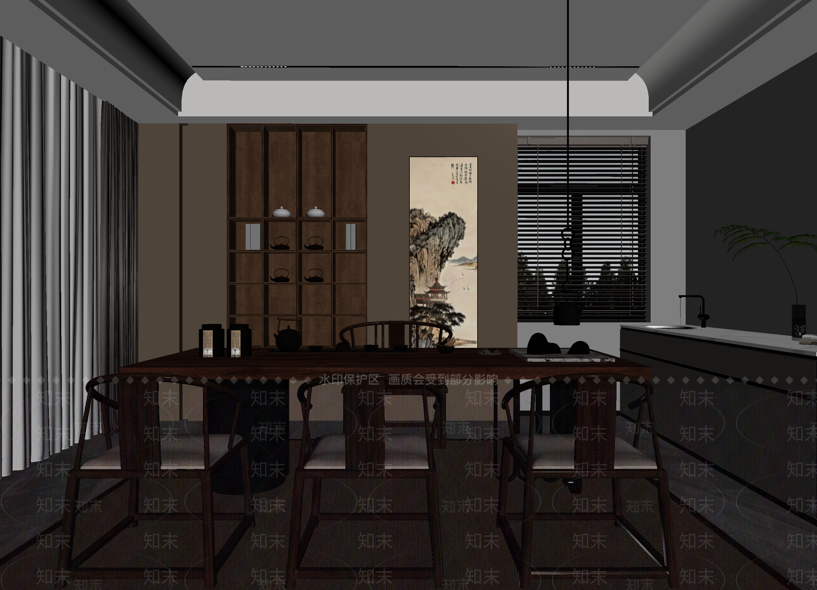 现代茶室3D模型下载【ID:1215120978】
