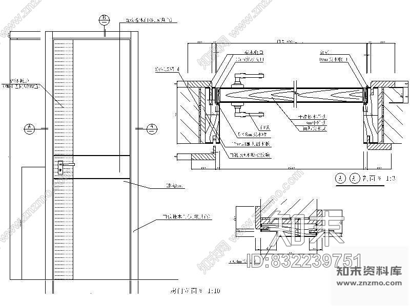 图块/节点家居卧室木门详图cad施工图下载【ID:832239751】