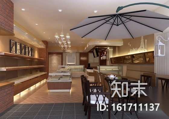 [湖北]复古小时尚蛋糕店室内施工图（含效果图）cad施工图下载【ID:161711137】