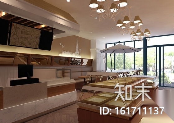 [湖北]复古小时尚蛋糕店室内施工图（含效果图）cad施工图下载【ID:161711137】