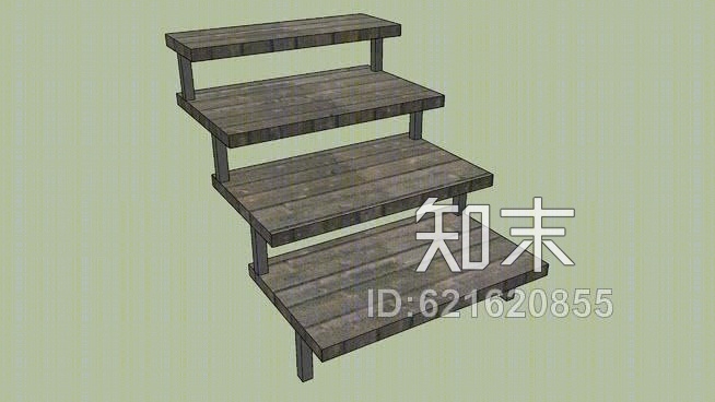 木外楼梯SU模型下载【ID:621620855】