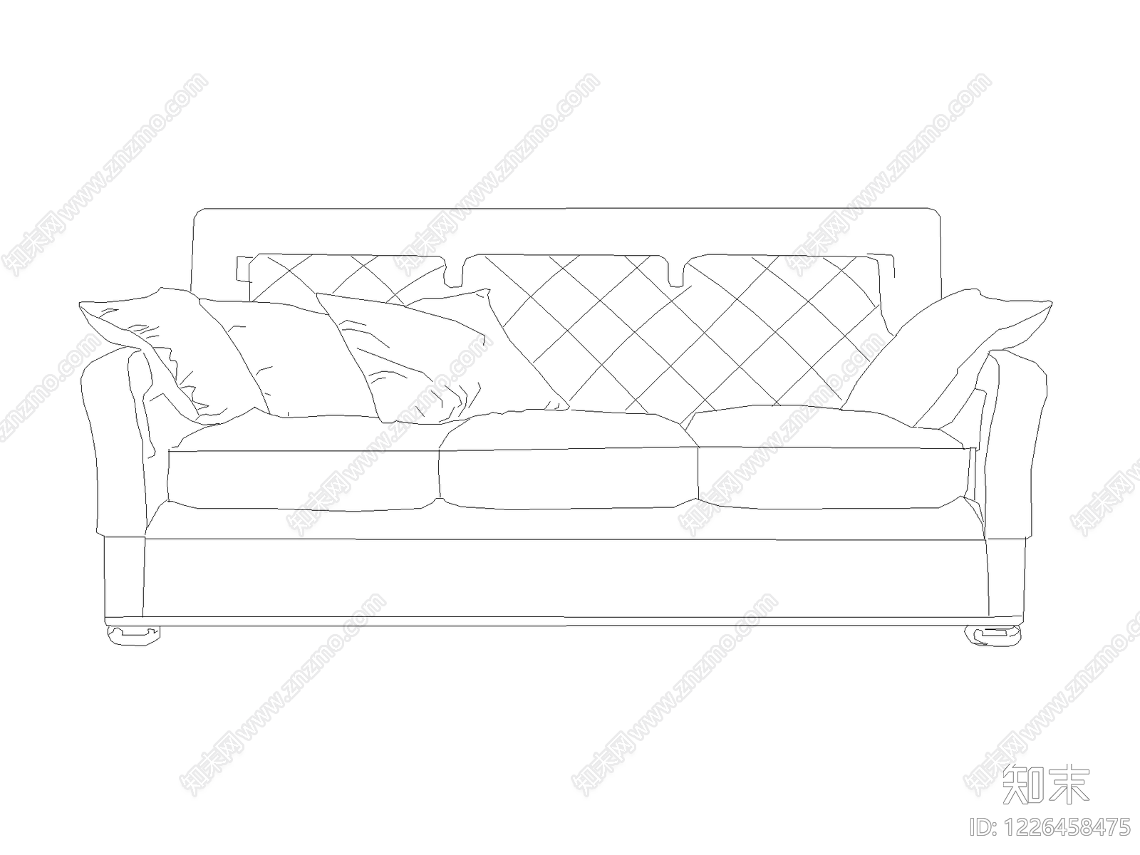 沙发cad施工图下载【ID:1226458475】