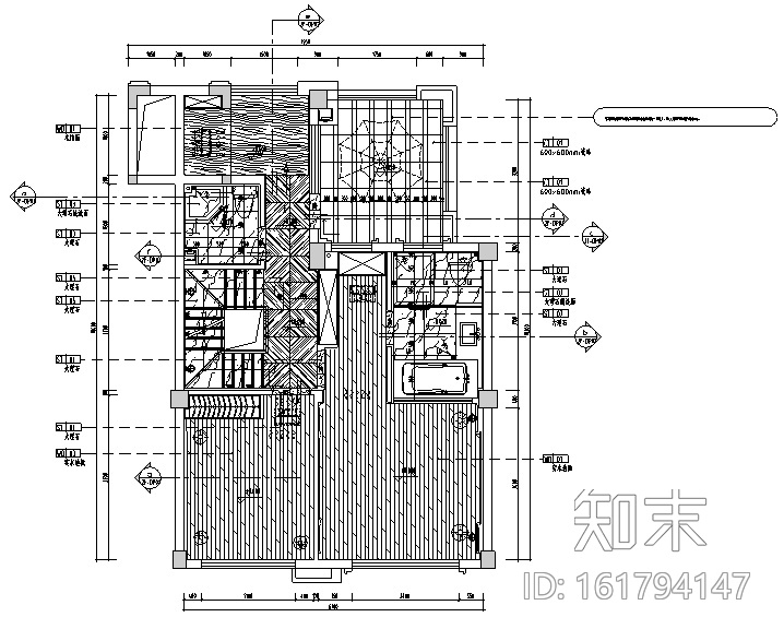 [福建]半岛别墅C户型设计施工图（附效果图+材料表）cad施工图下载【ID:161794147】