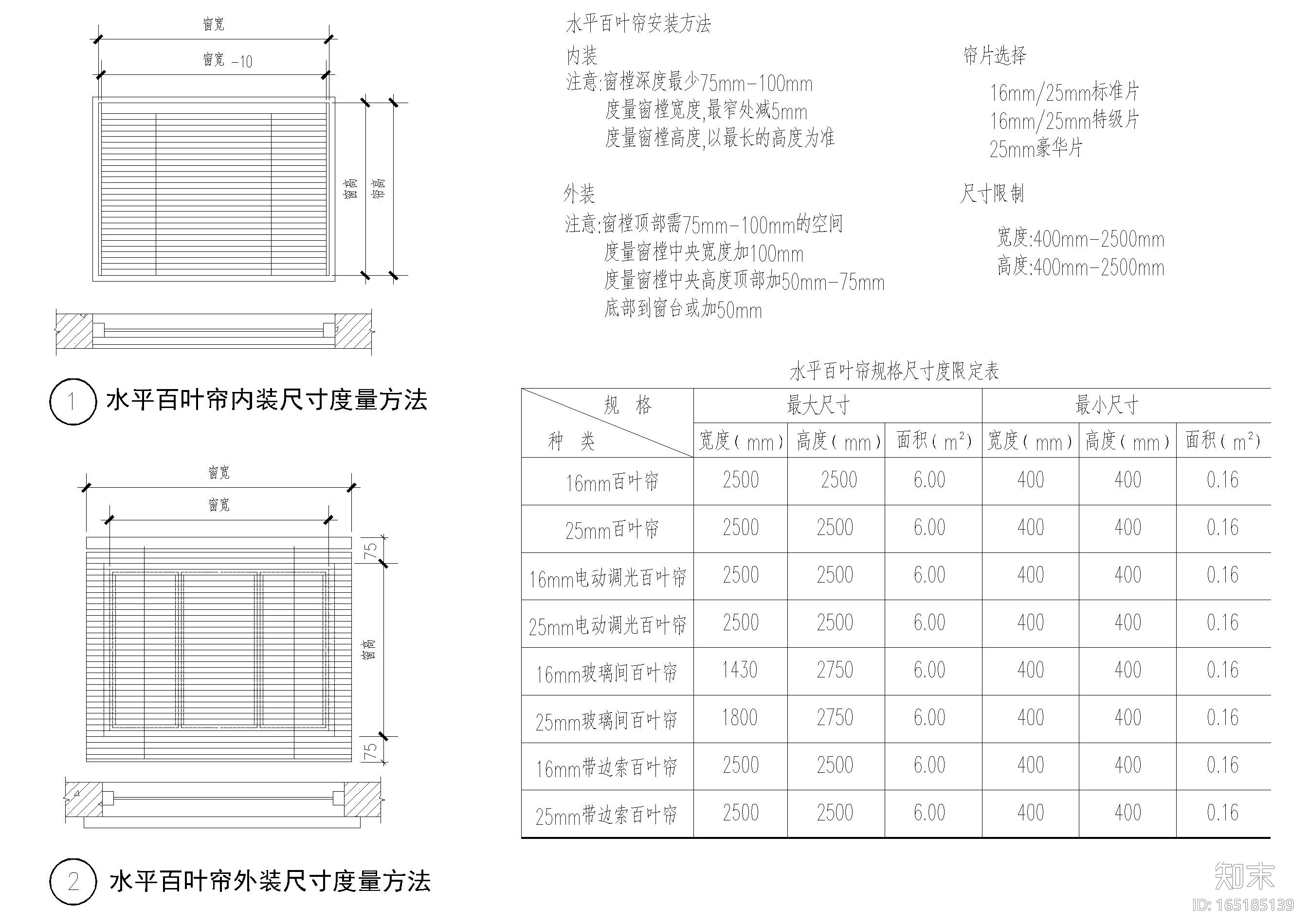 设计院标准图集 -百叶窗帘节点cad施工图下载【ID:165185139】