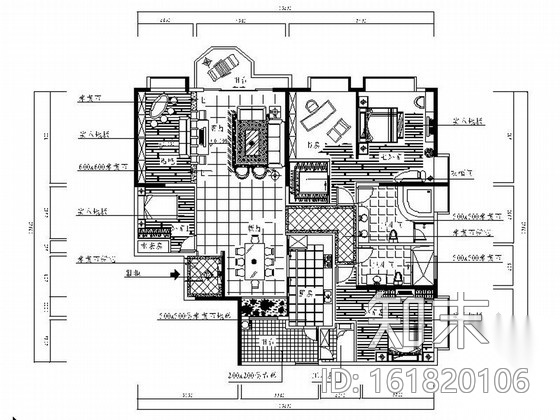 [福建]时尚现代简约风格三居室室内装修施工图cad施工图下载【ID:161820106】