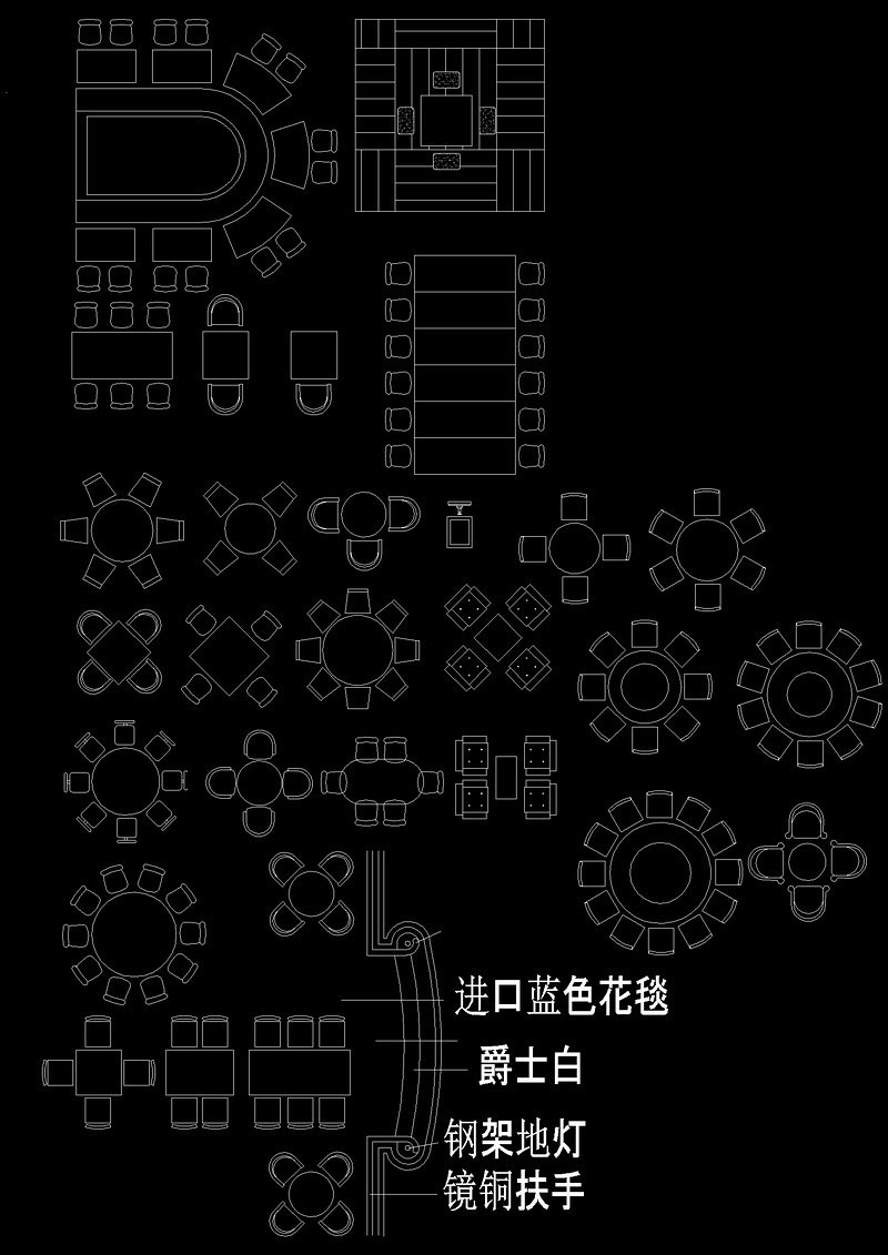 餐饮桌椅CAD平面布置图施工图下载【ID:149596153】