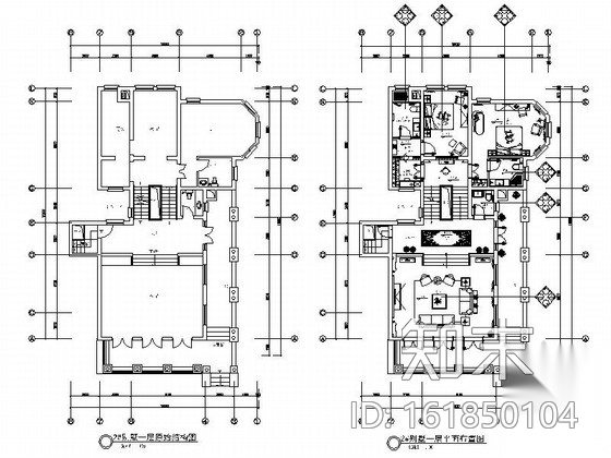 [浙江]精品三套两层欧式风格两层别墅室内装修施工图cad施工图下载【ID:161850104】