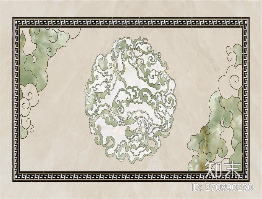 中式玉石石材拼花贴图下载【ID:270890230】