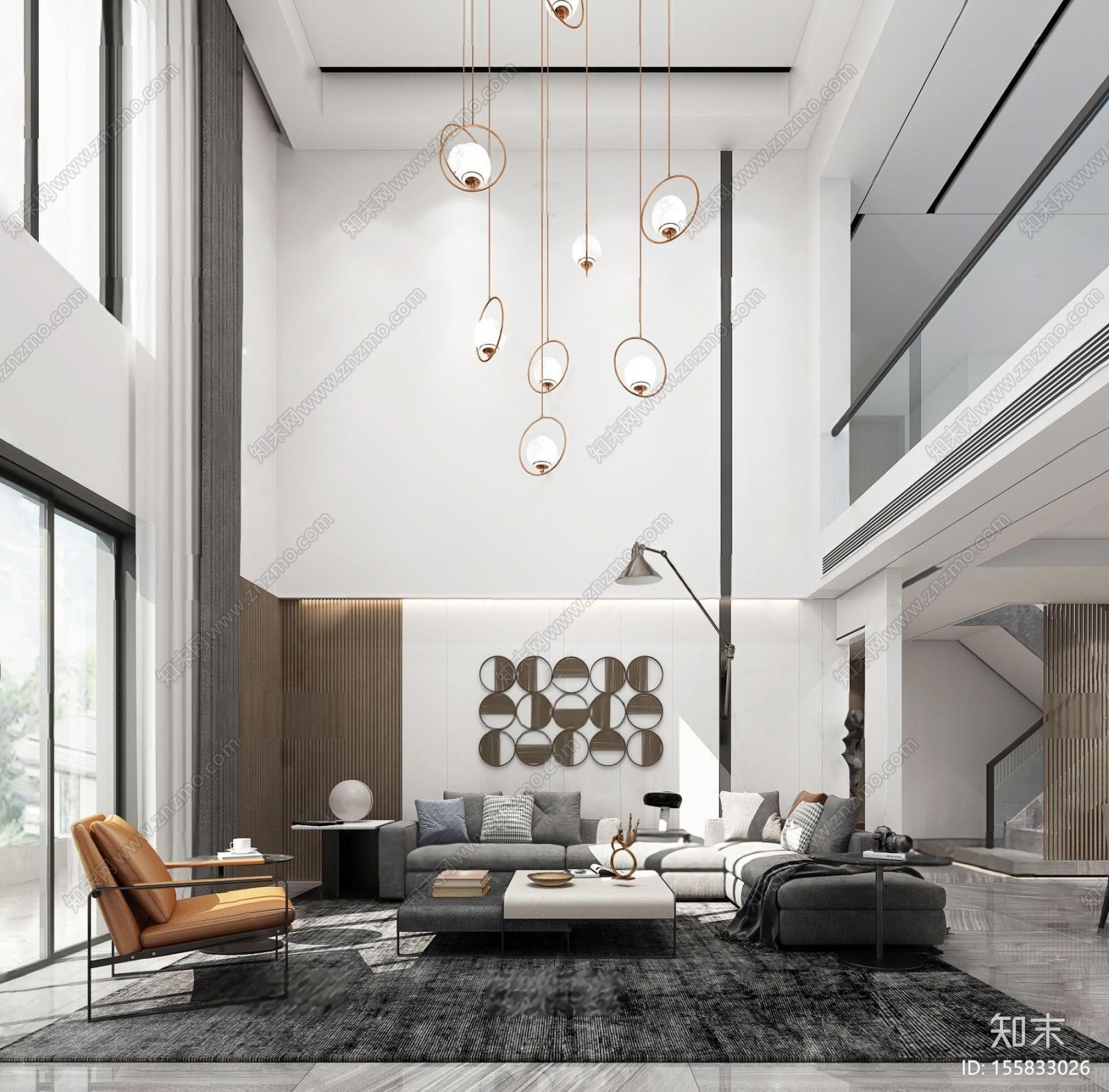 现代别墅客厅3D模型下载【ID:155833026】