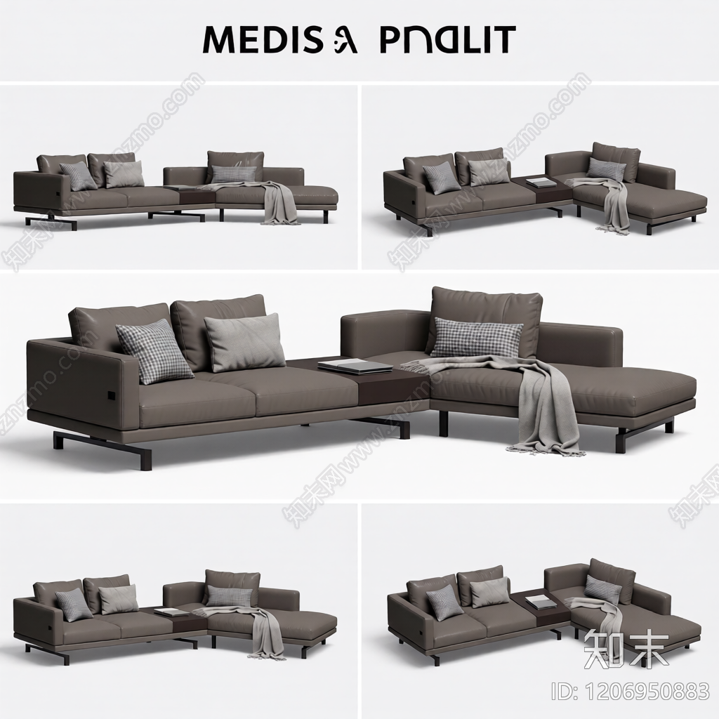 L型皮质沙发组合3D模型下载【ID:1206950883】