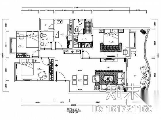 [广州]花园洋房小区欧式风情三居室雅居设计装修图施工图下载【ID:161721160】