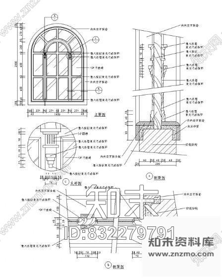 图块/节点西式窗详图6cad施工图下载【ID:832279791】