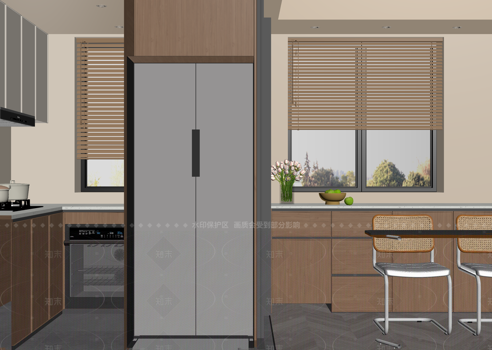 现代开放式厨房3D模型下载【ID:1214940924】