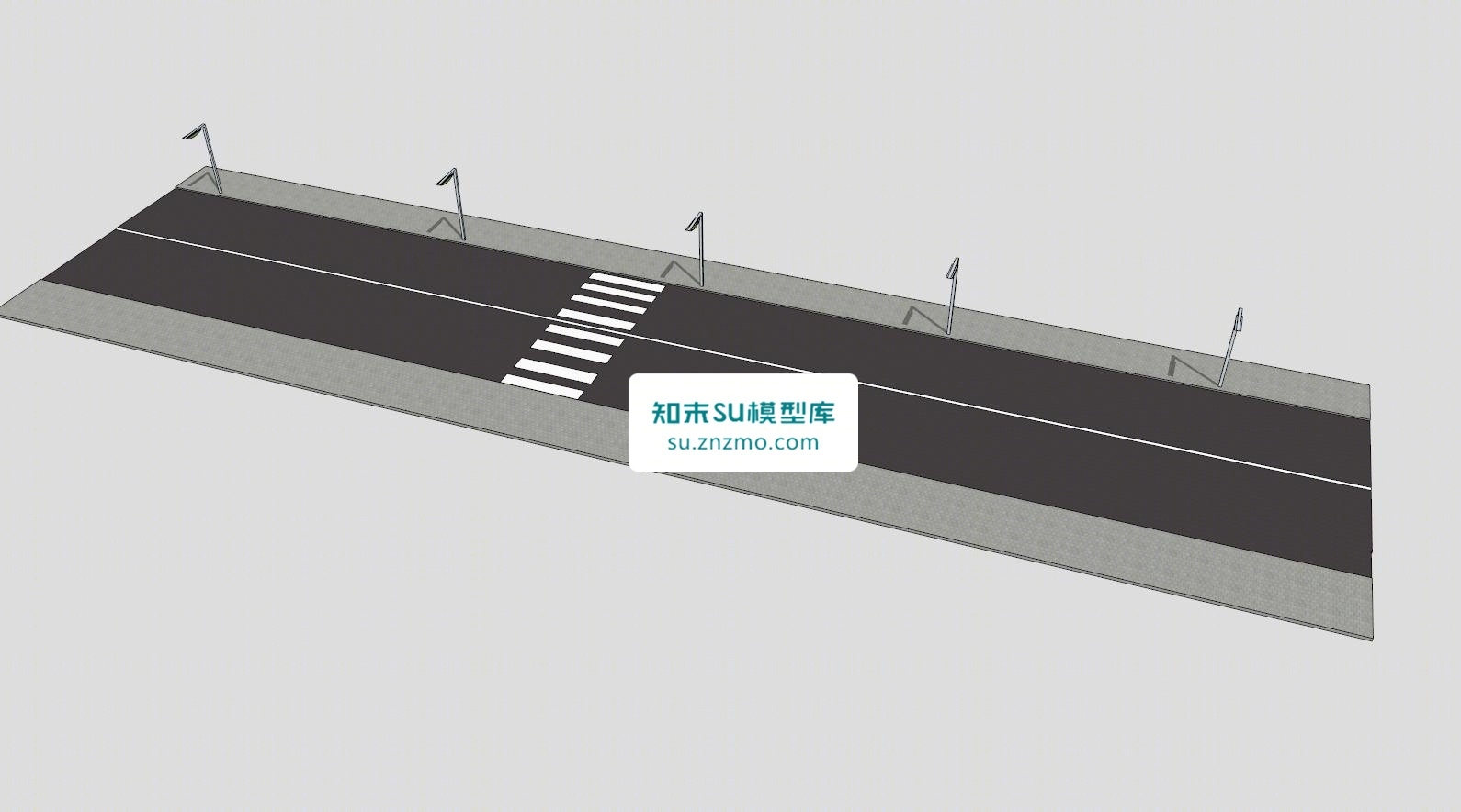 人行道道路SU模型下载【ID:148477123】