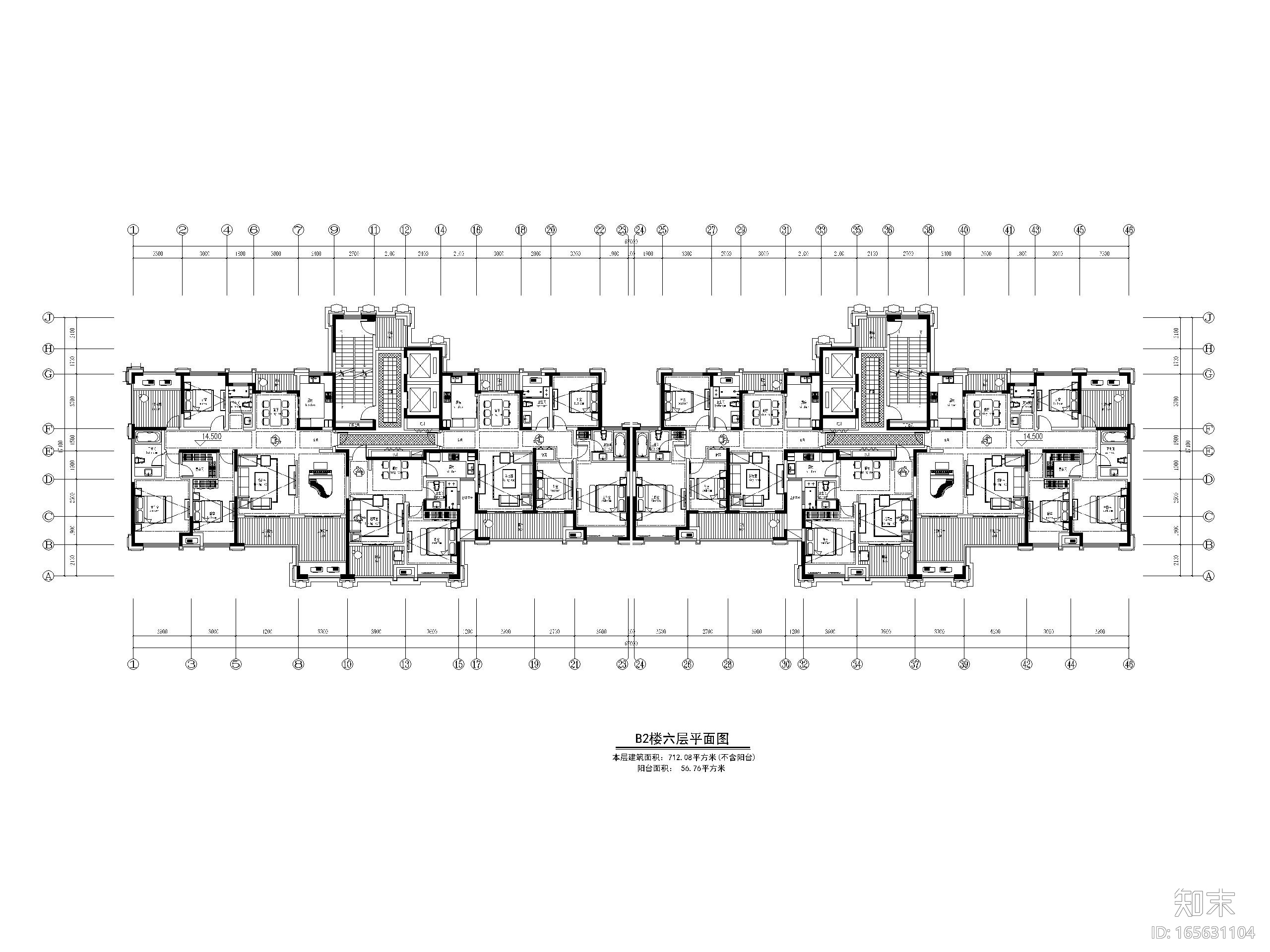 44套高层住宅四室户及以上建筑户型图设计施工图下载【ID:165631104】