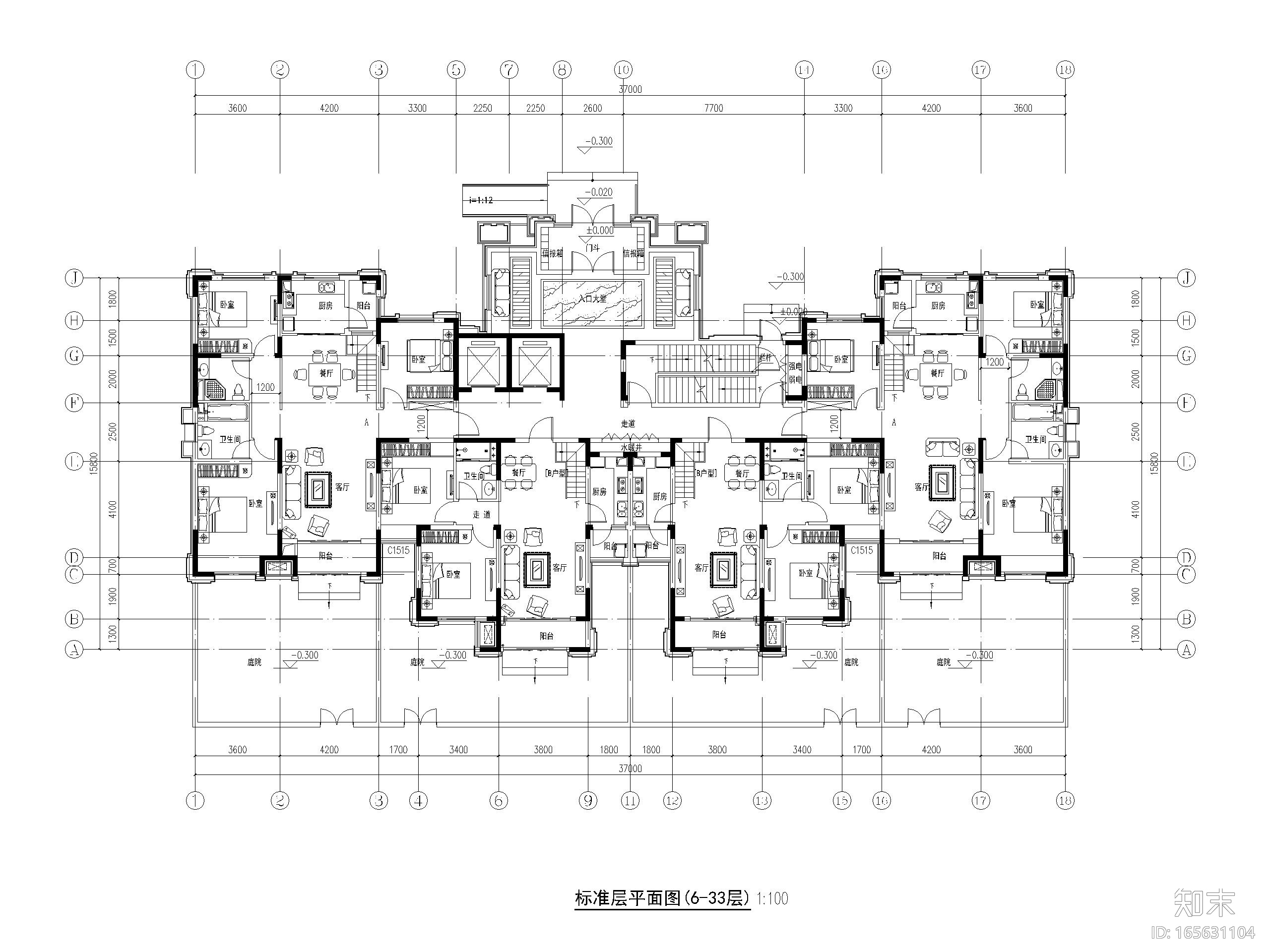 44套高层住宅四室户及以上建筑户型图设计施工图下载【ID:165631104】