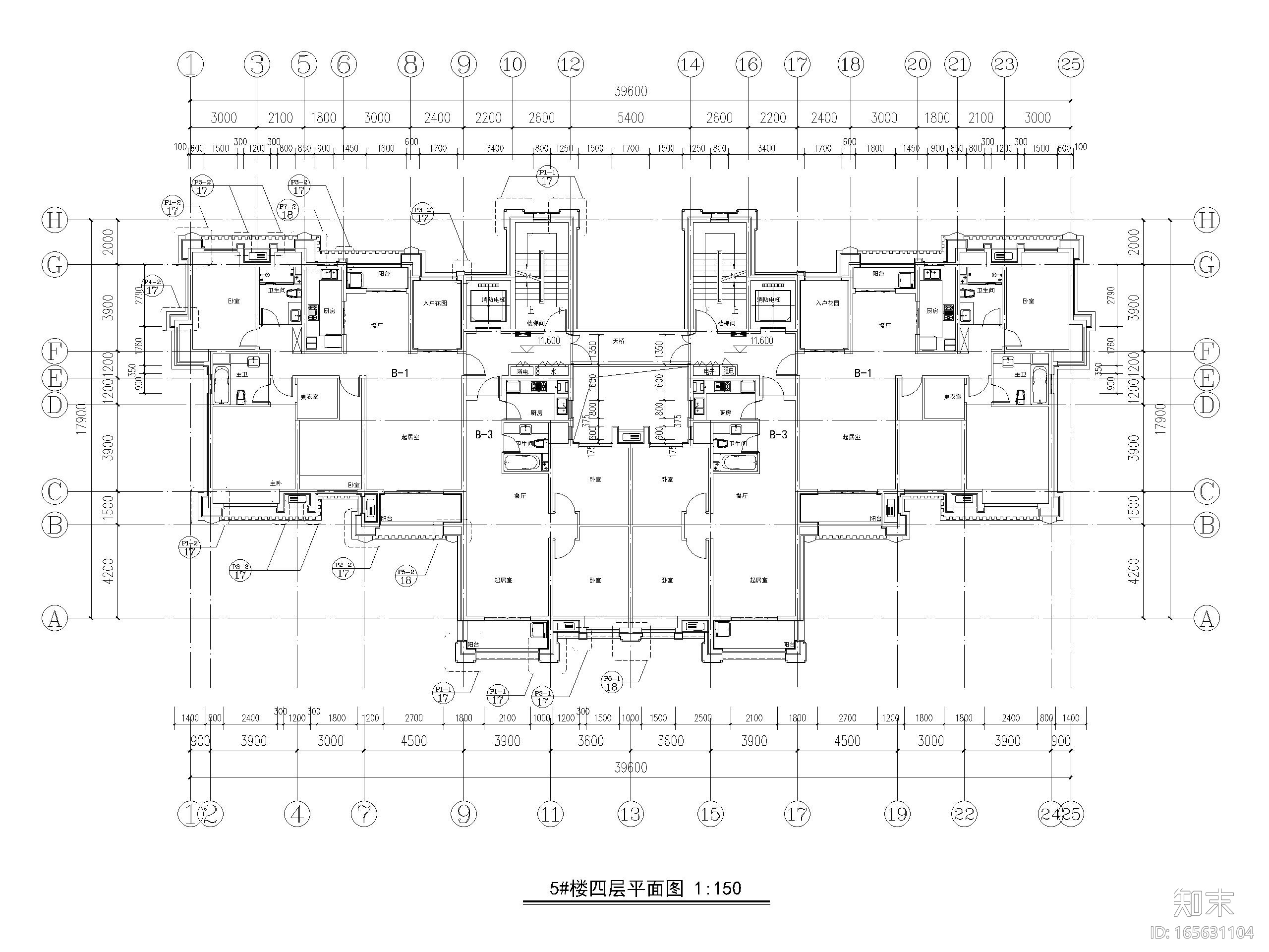 44套高层住宅四室户及以上建筑户型图设计施工图下载【ID:165631104】