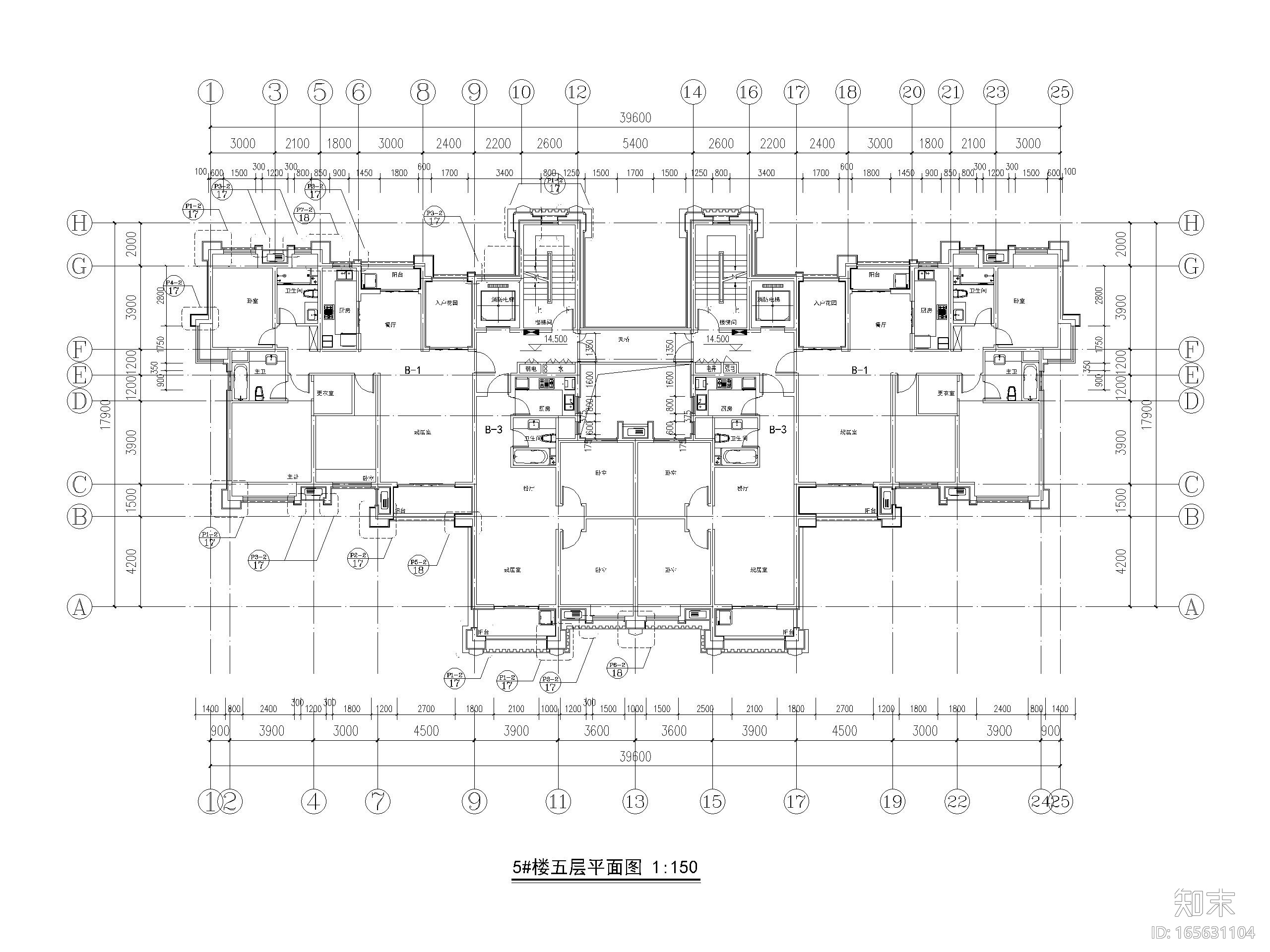 44套高层住宅四室户及以上建筑户型图设计施工图下载【ID:165631104】