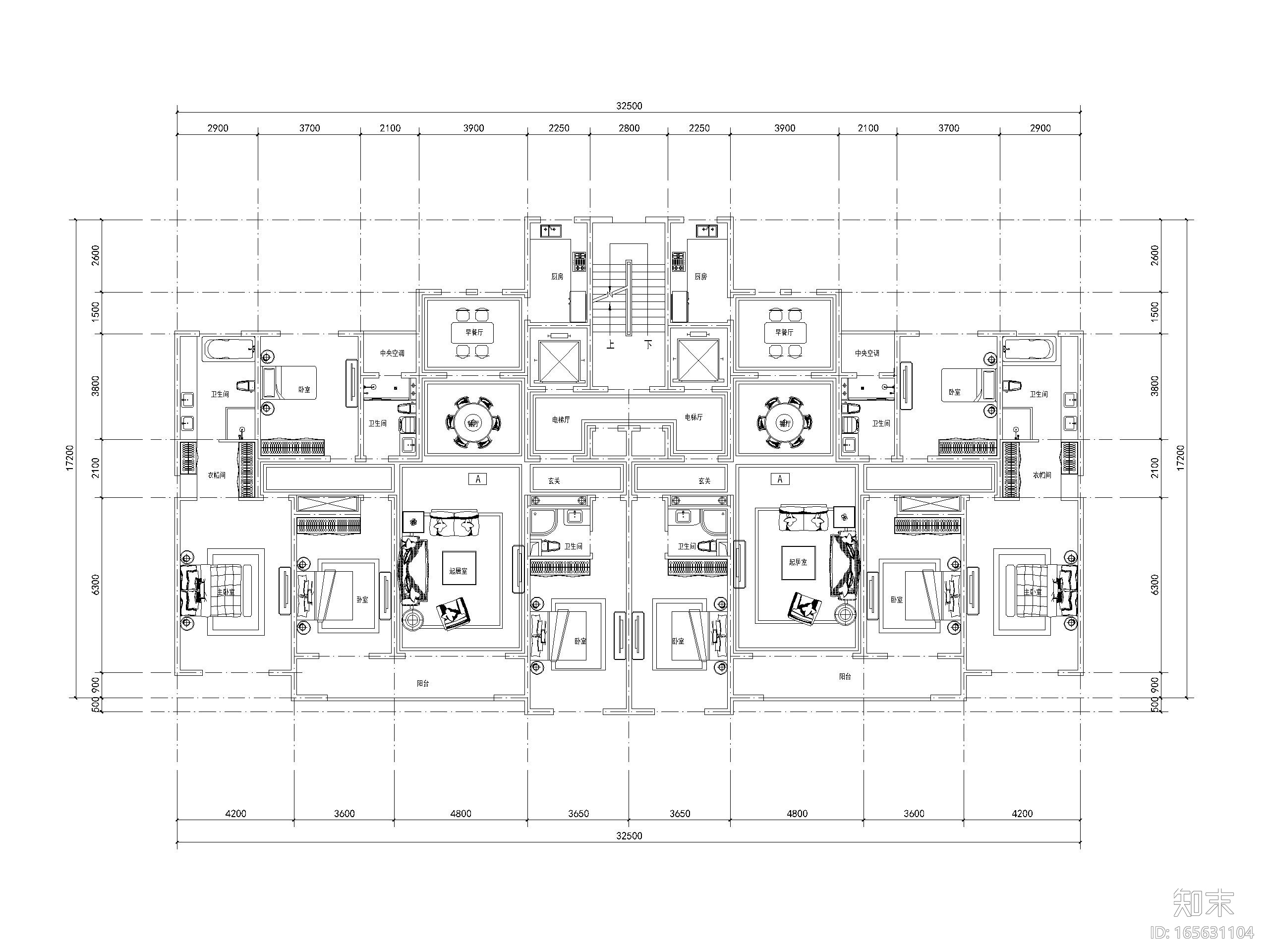 44套高层住宅四室户及以上建筑户型图设计施工图下载【ID:165631104】