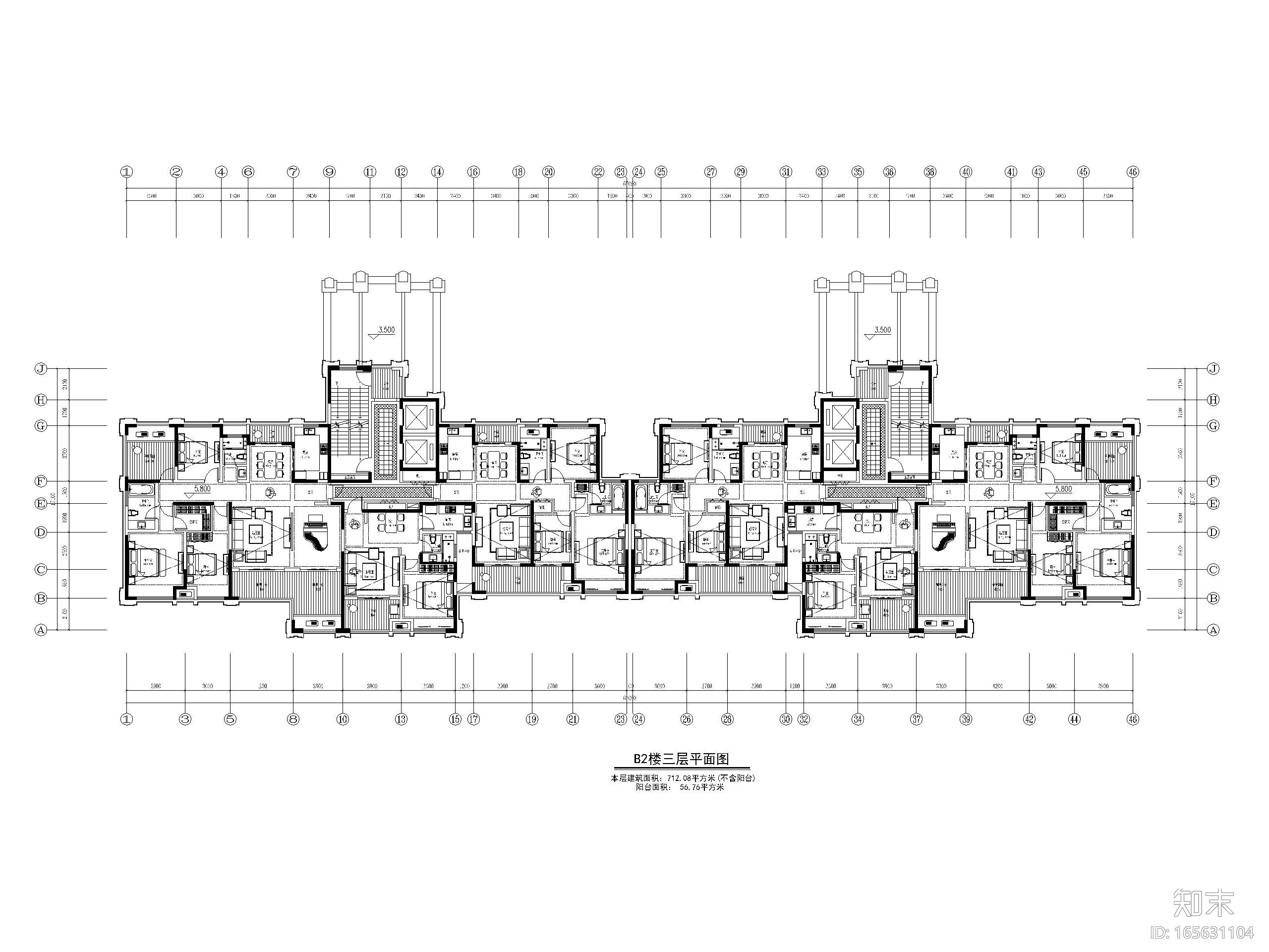 44套高层住宅四室户及以上建筑户型图设计施工图下载【ID:165631104】