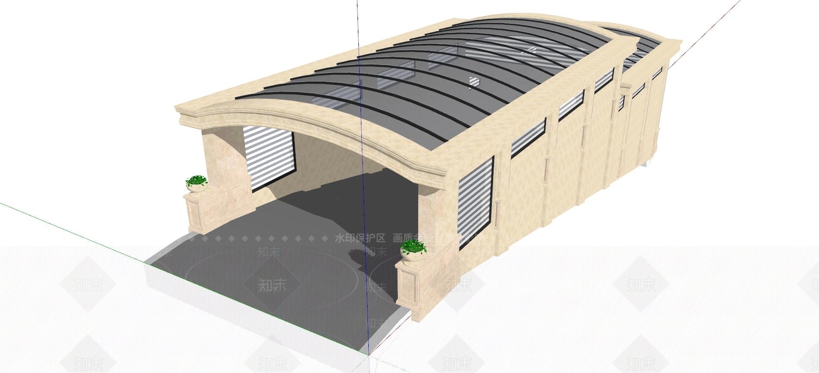 地下车库出入口雨棚SU模型下载【ID:182002268】