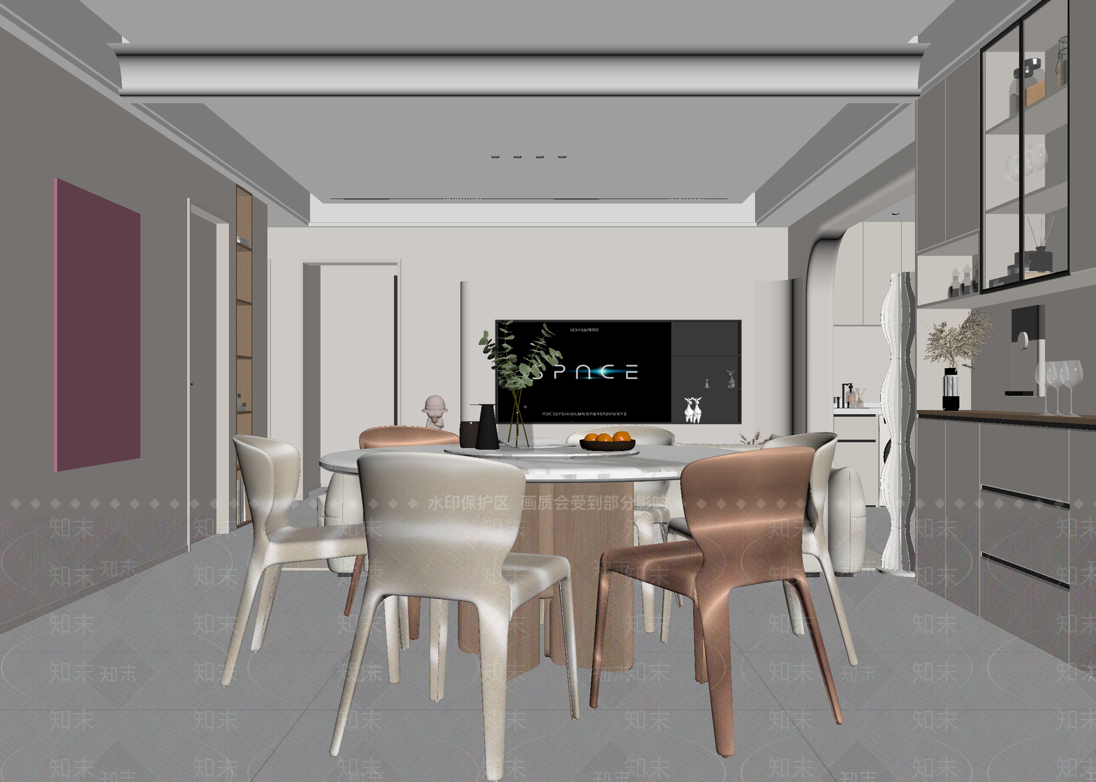 奶油家居餐厅3D模型下载【ID:1214712900】