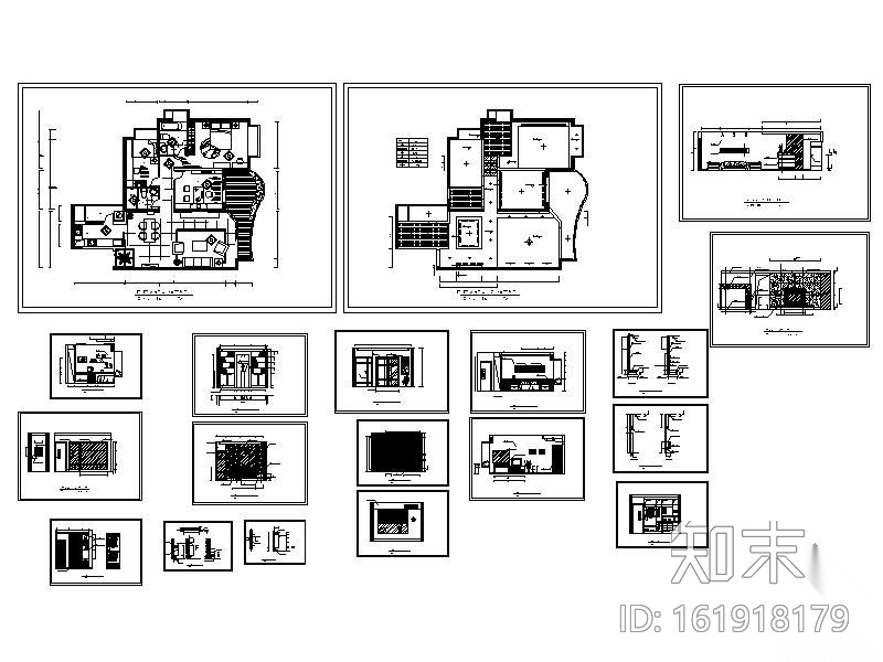 三居室设计方案cad施工图下载【ID:161918179】