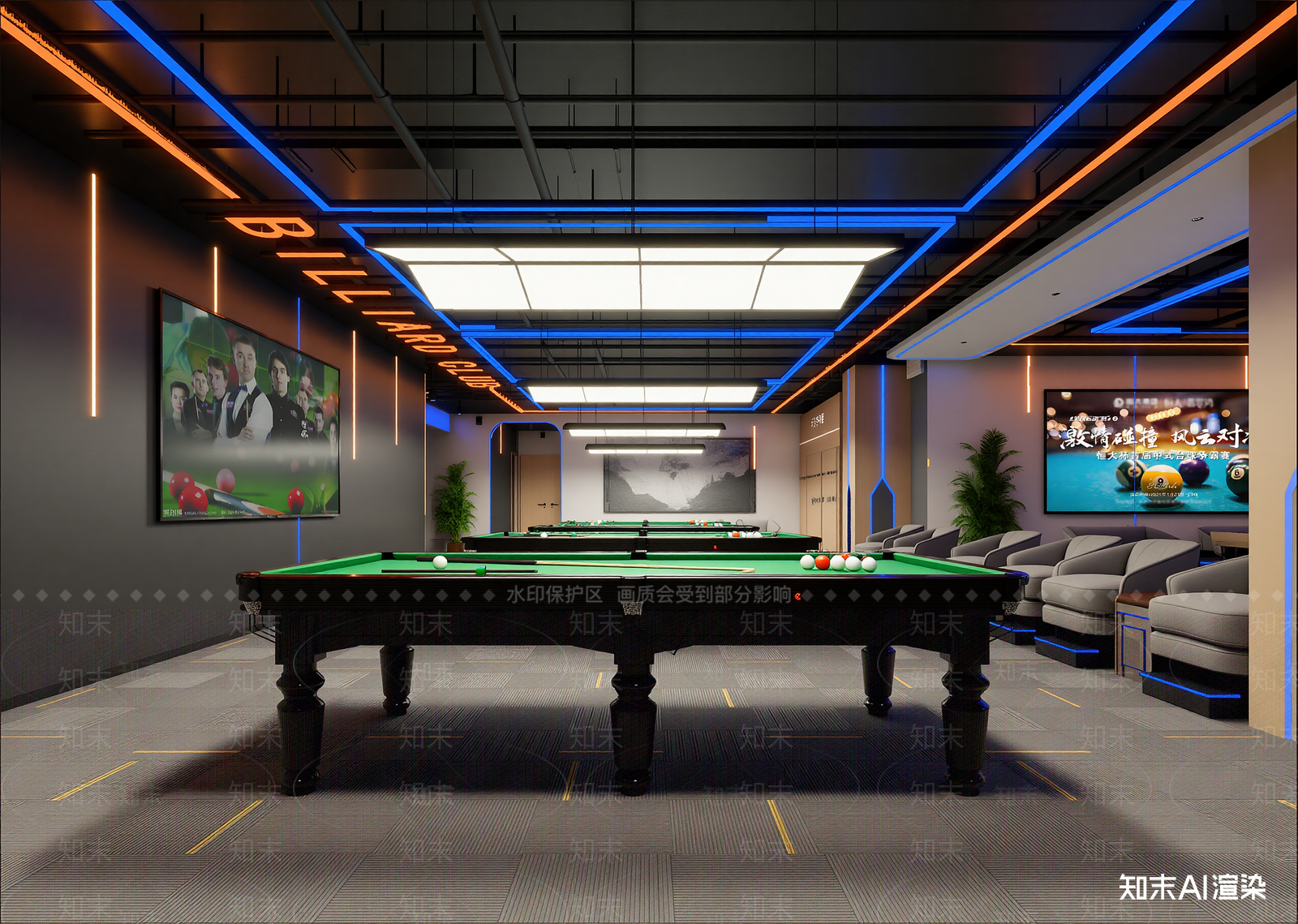 现代台球室3D模型下载【ID:1215080079】