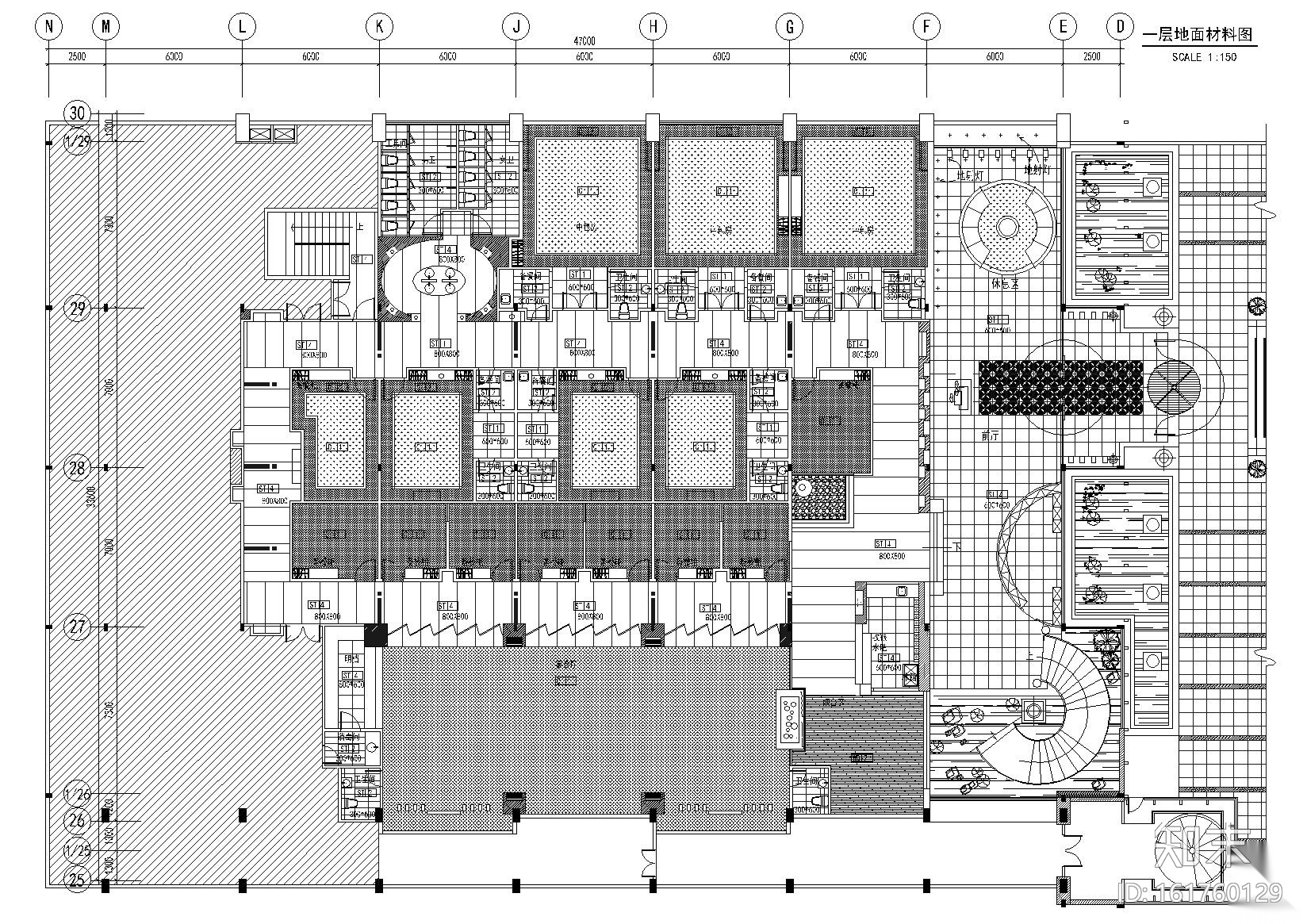 [安徽]合肥阿一鲍鱼海鲜酒楼室内设计施工图施工图下载【ID:161760129】