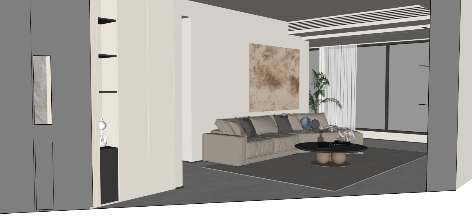 现代家居客厅SU模型下载【ID:1222193432】