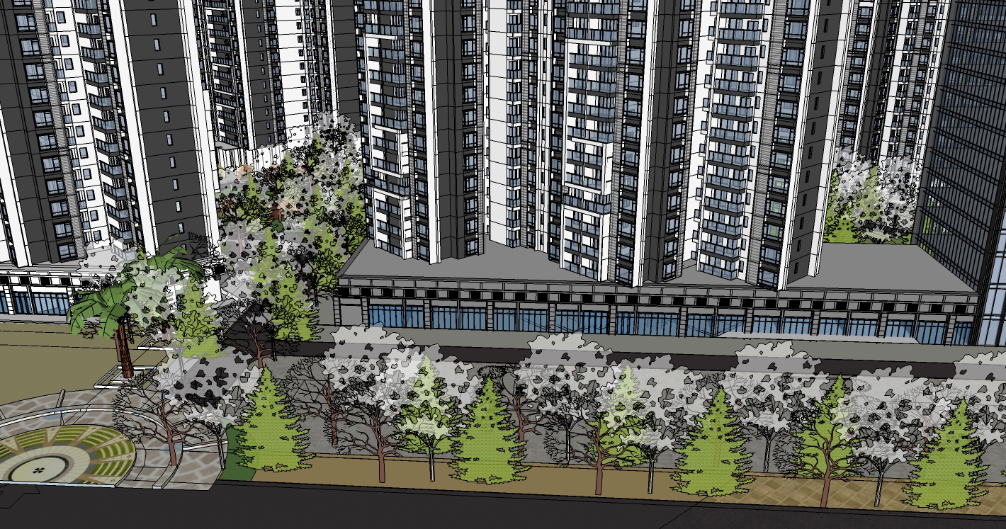 [北京]现代风格住宅小区规划设计SU模型cad施工图下载【ID:166726121】
