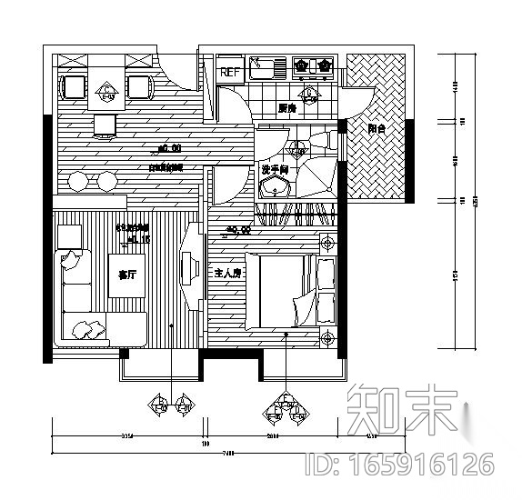 某一居装修施工图cad施工图下载【ID:165916126】