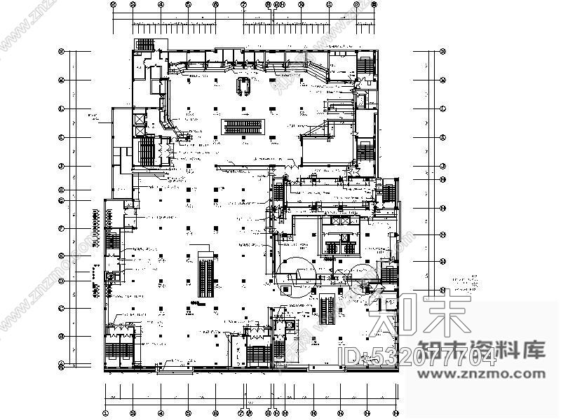 施工图辽宁某大型百货商场第五层室内装修图cad施工图下载【ID:532077704】