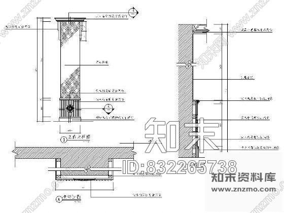 图块/节点酒楼走道装饰柱详图cad施工图下载【ID:832265738】