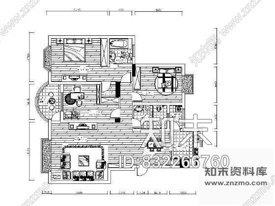 图块/节点三个家装户型平面设计图cad施工图下载【ID:832266760】