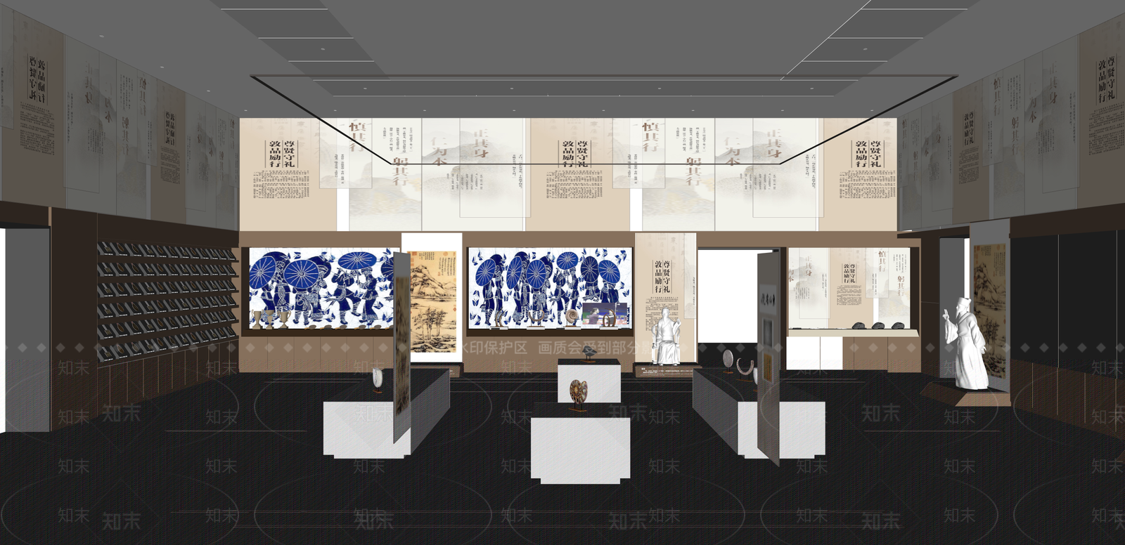 新中式非遗展厅SU模型下载【ID:1215200802】