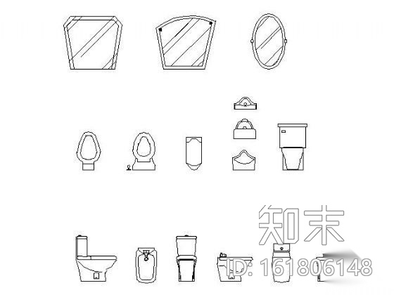 卫生间洁具图块cad施工图下载【ID:161806148】