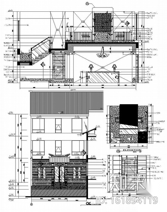 江南特色别墅空间精装修图cad施工图下载【ID:161894119】