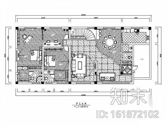 北美风情自建双层别墅室内装饰施工图（含效果）cad施工图下载【ID:161872102】