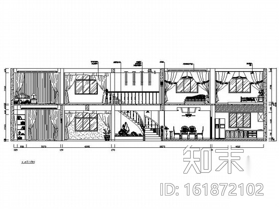 北美风情自建双层别墅室内装饰施工图（含效果）cad施工图下载【ID:161872102】