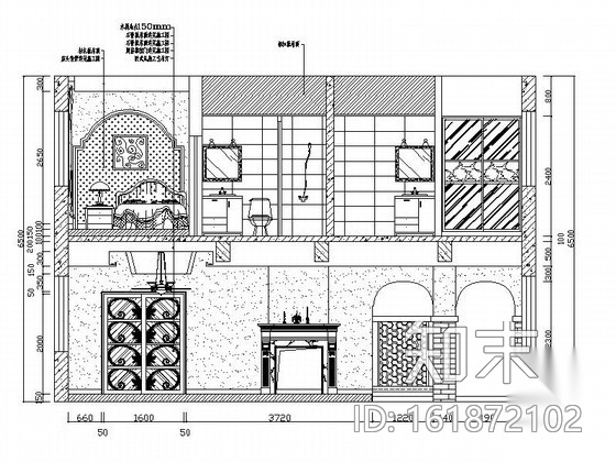 北美风情自建双层别墅室内装饰施工图（含效果）cad施工图下载【ID:161872102】