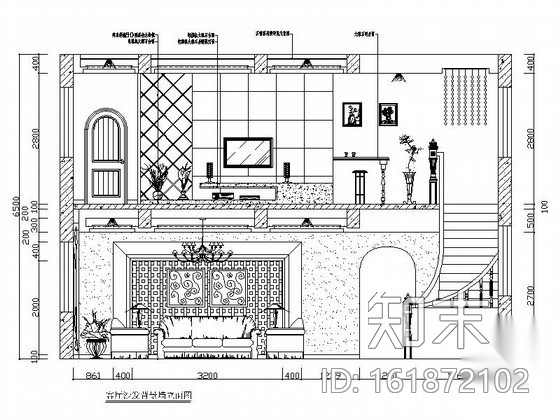 北美风情自建双层别墅室内装饰施工图（含效果）cad施工图下载【ID:161872102】