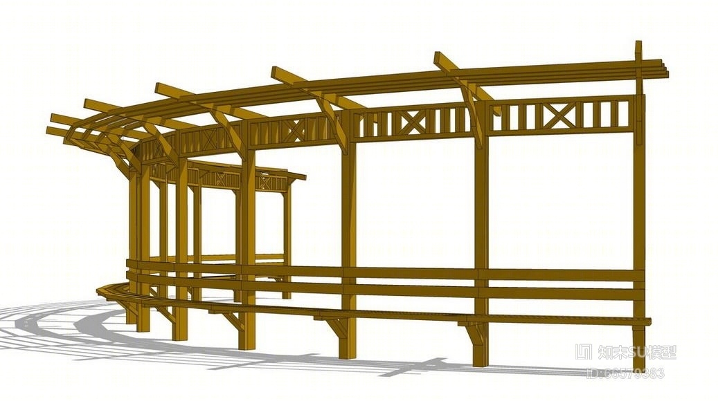 休闲廊架SU模型下载【ID:66579383】