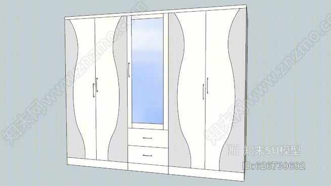 带镜子的衣橱SU模型下载【ID:626730602】