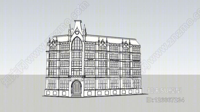 维多利亚哥特式建筑SU模型下载【ID:126667234】